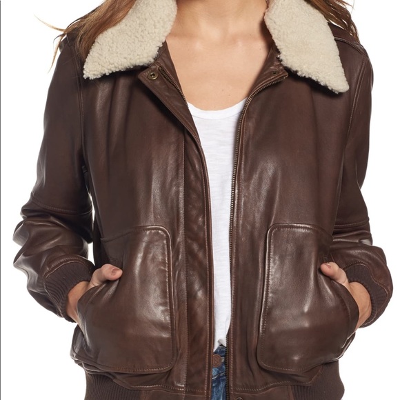 TREASURE & BOND leather jacket w/ shearling - Picture 1 of 4